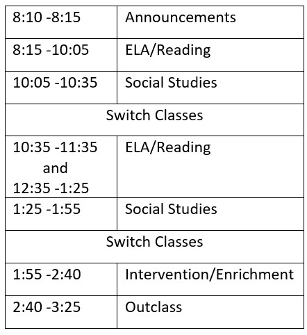 CLASS SCHEDULE